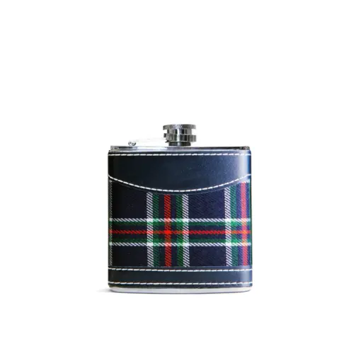 Blue Tartan Hip Flask